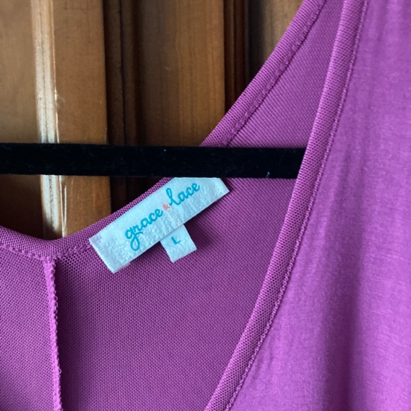 Grace & Lace Fushia Tiered Mesh Tank Size Large - Picture 3 of 4